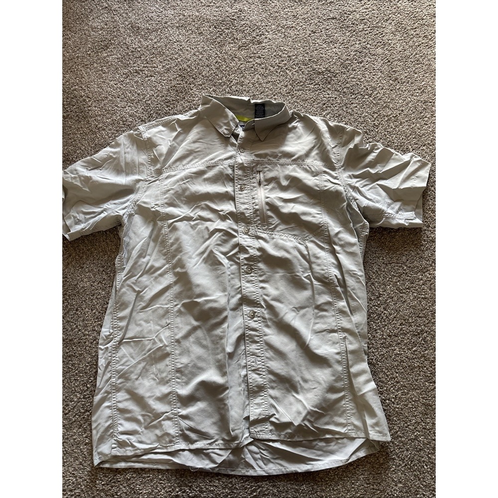 Mens Grey Short Sleeve Chaps Fishing Shirt Size Large